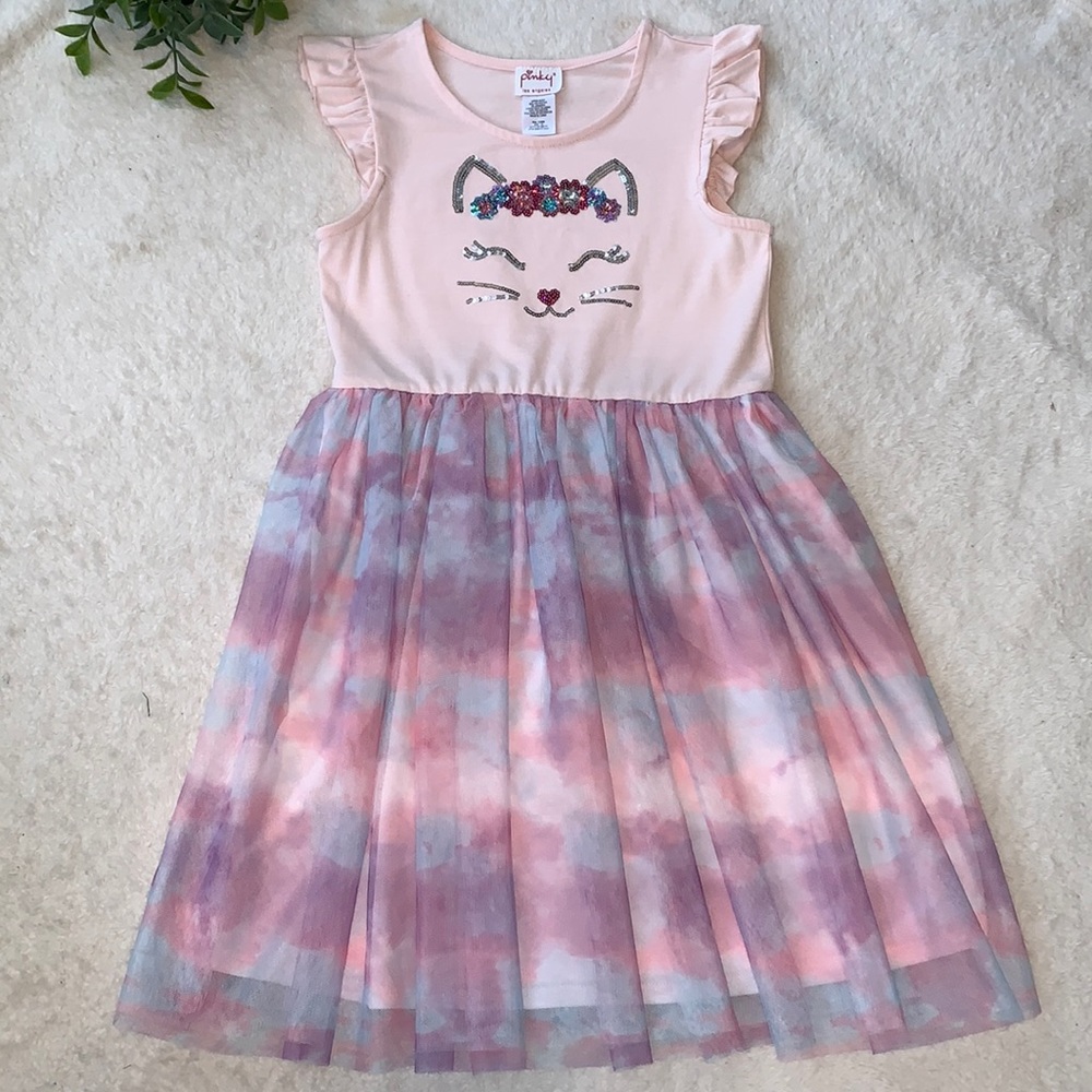 Pinky 10 Sequin Cat Pink & Purple Tulle Dress EUC